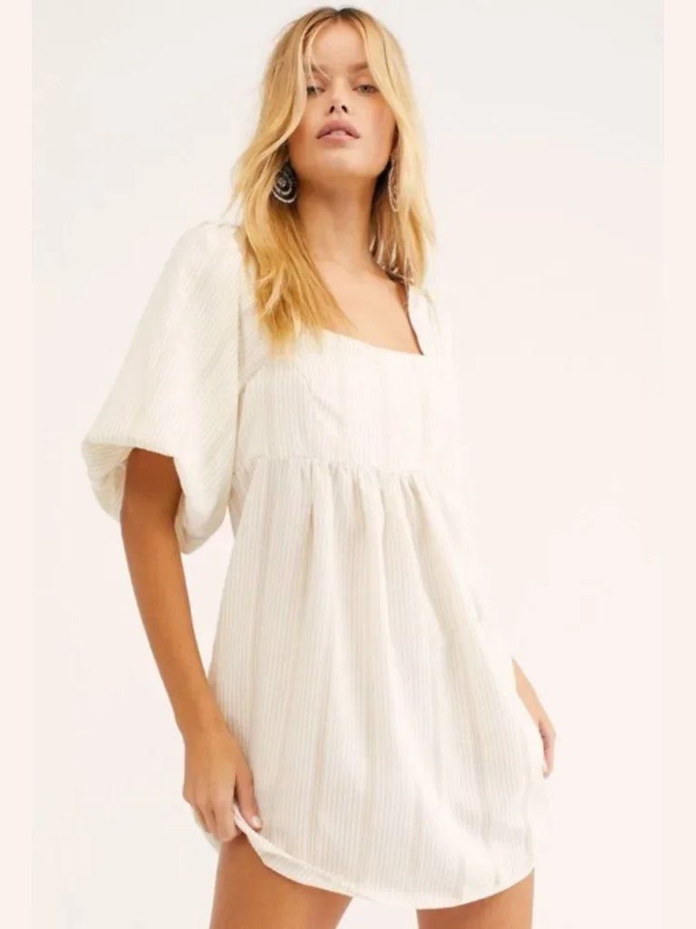 Free People Gigi Mini Dress Tunic Cream Ethereal Fairycore Coquette Boho Small